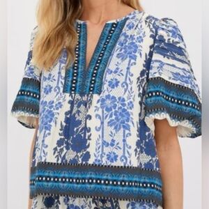 Tuckernuck Bondi Blues Viscose Dina Blouse size XL Like new